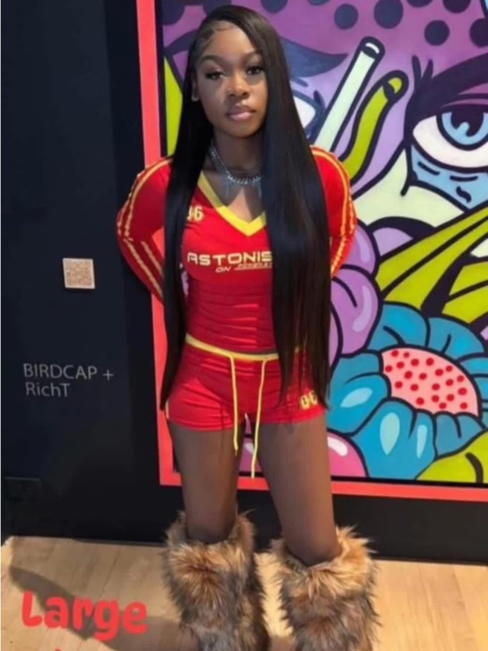 Red Two-Piece Athletic Set with Yellow Trim